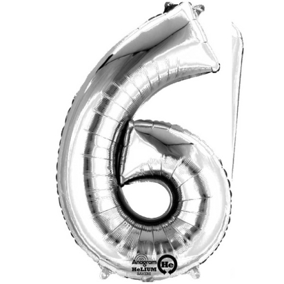 Ballon Foil MiniShape Chiffre "6" argent