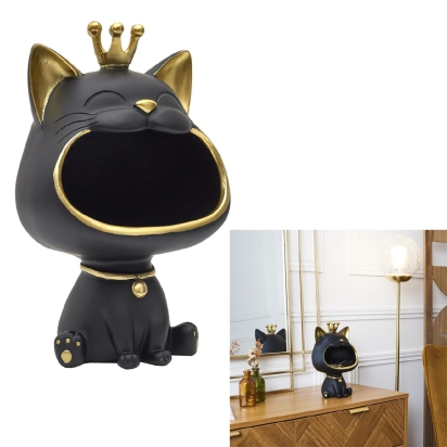 statue chat noir vide poche