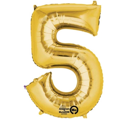 Ballon Foil Minishape Chiffre  5  Or A05