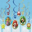12 Deko-Spiralen Super Mario Folie / Pap