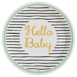 8 Assiettes papier rondes Hello Baby 23