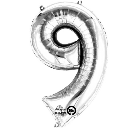 Ballon Foil MiniShape Chiffre "9" argent